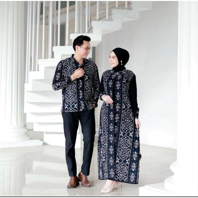 BAJU COUPLE PASANGAN KONDANGAN MUSLIM HITAM TENUN ETNIK TERBARU