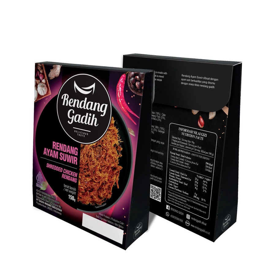 

WHTH6589 DiSkon Rendang Daging Ayam Suwir 15 g Rendang Gadih
