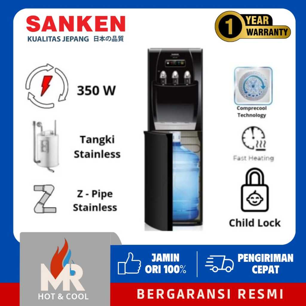SANKEN Dispenser HWD- C500E Kompresor C500E Galon Bawah HWD-C500E