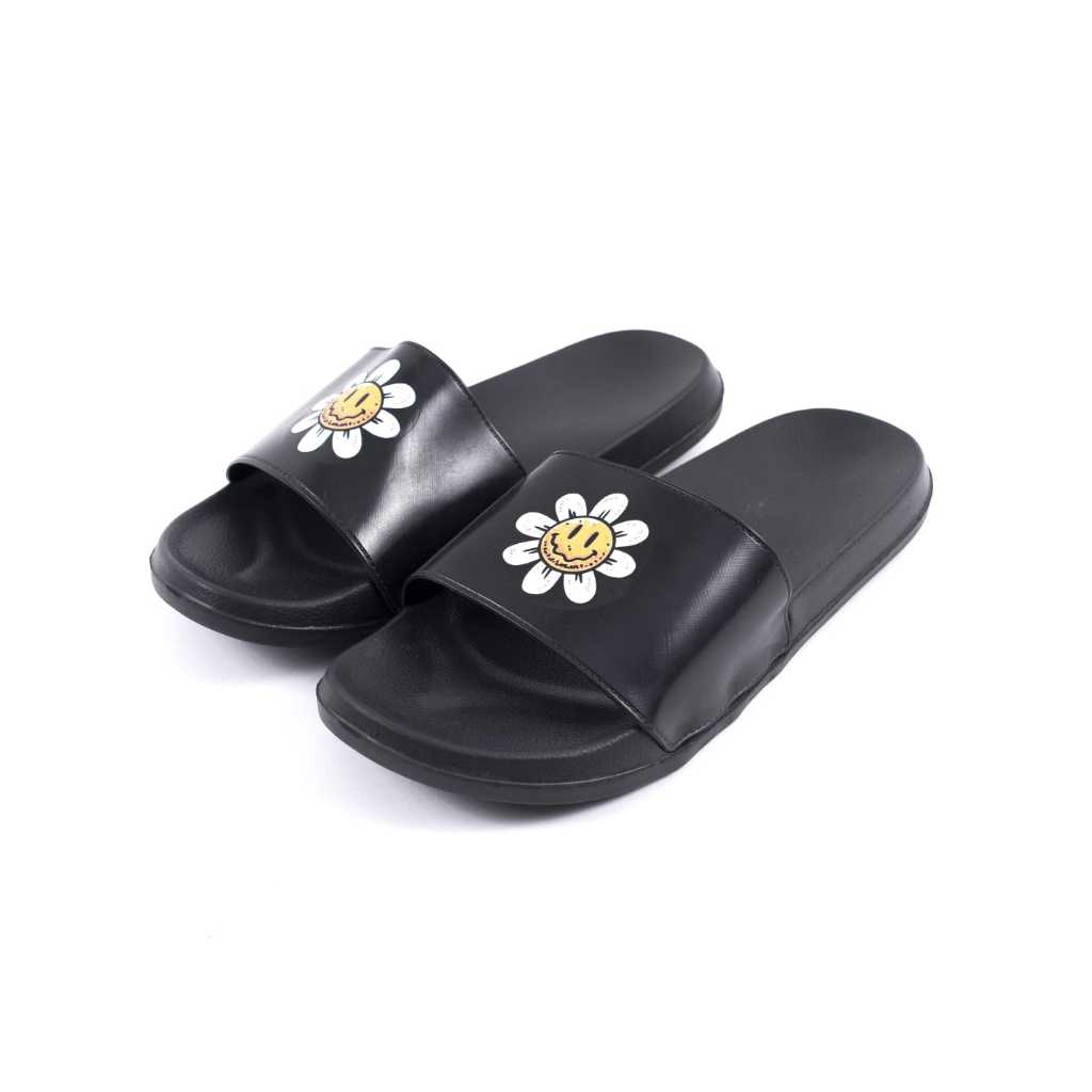 Sandal Pria Slop Sendal Selop SMILE FLOWER Vintage Wanita Premium EVA Model Slide Slip On Unisex Uni