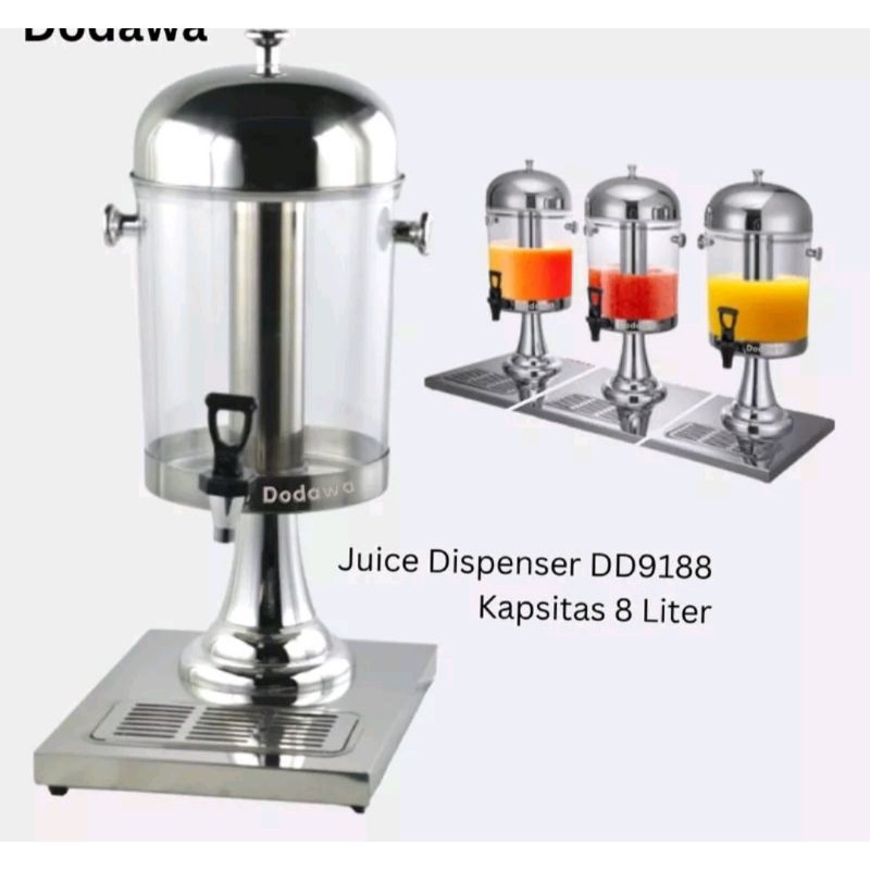 PROMO Dispenser wadah jus juice tower tank stainless 8 liter / dispenser juicer hotel prasmanan 8lit
