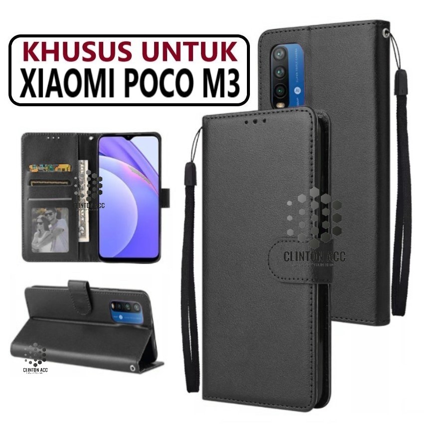 CASE HP XIAOMI POCO M3 FLIP WALLET LEATHER DOMPET KULIT SOFTCASE PREMIUM FLIP COVER SARUNG BUKA TUTU