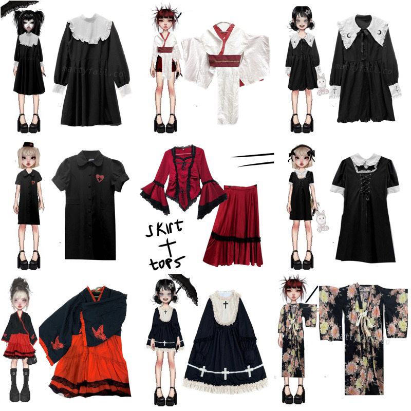 [Part 2] Premium Import Vintage Vkei Gothic Lolita Medieval Vampire Harajuku jirai Kei Dress Black R