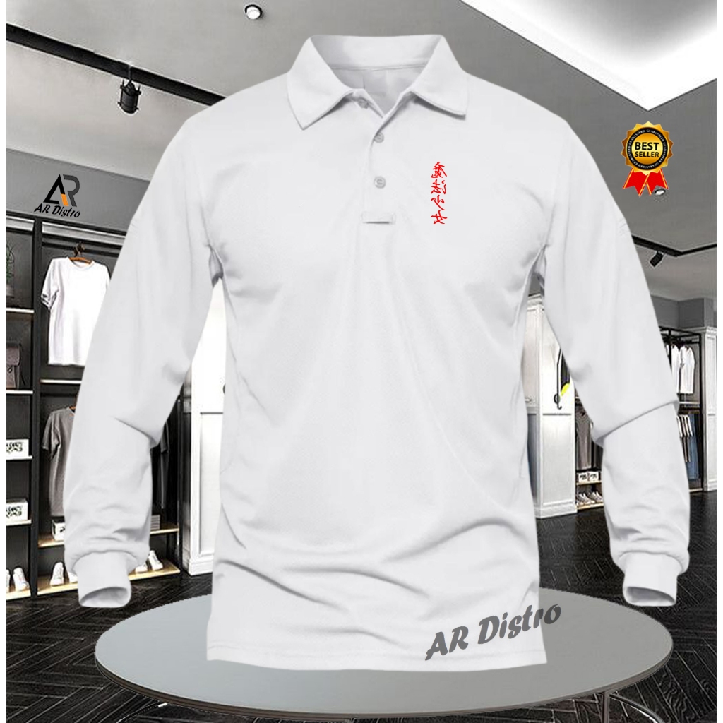 POLO SHIRT LENGAN PANJANG/KAOS KERAH TEXT CINA RED// KAOS POLO//POLO IMPORT
