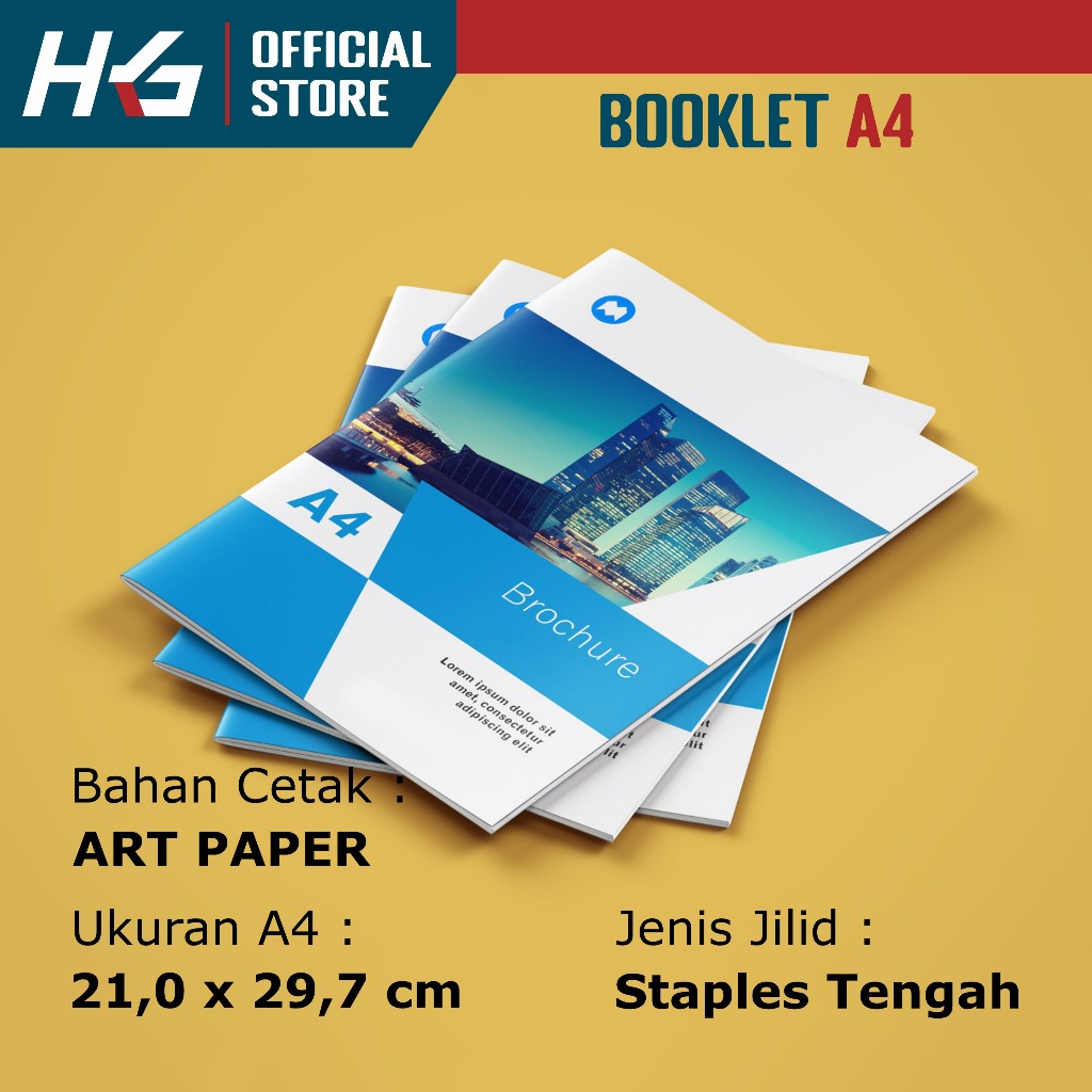 

[100 Buku] Cetak Booklet Ukuran A4 Bolak Balik Full Warna Art Paper / HVS Jilid Staples Tengah - Company Profile, Majalah, Brosur, Katalog, Pricelist, Portofolio, CV, Proposal, LPJ