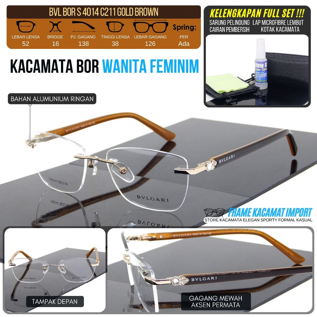 Kacamata Frameless Wanita Kacamata Bor Elegan Feminim