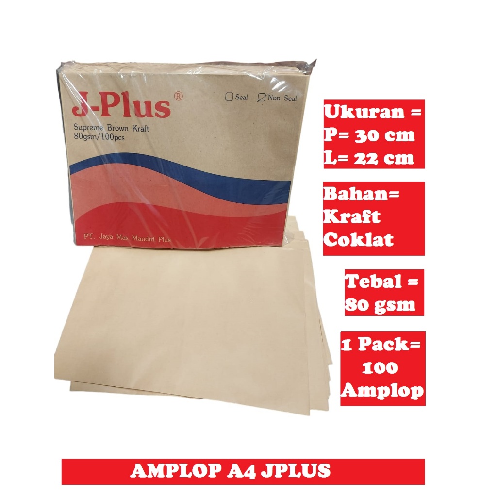 

1 PACK AMPLOP COKLAT A4 (30X22cm) ISI 100 PCS/AMPLOP MURAH