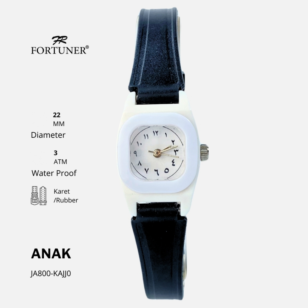 Fortuner Jam Tangan Anak Cewek Cowok Analog Quartz Angka Arab Karet Tahan Air Kecil Mini Mungil Lata
