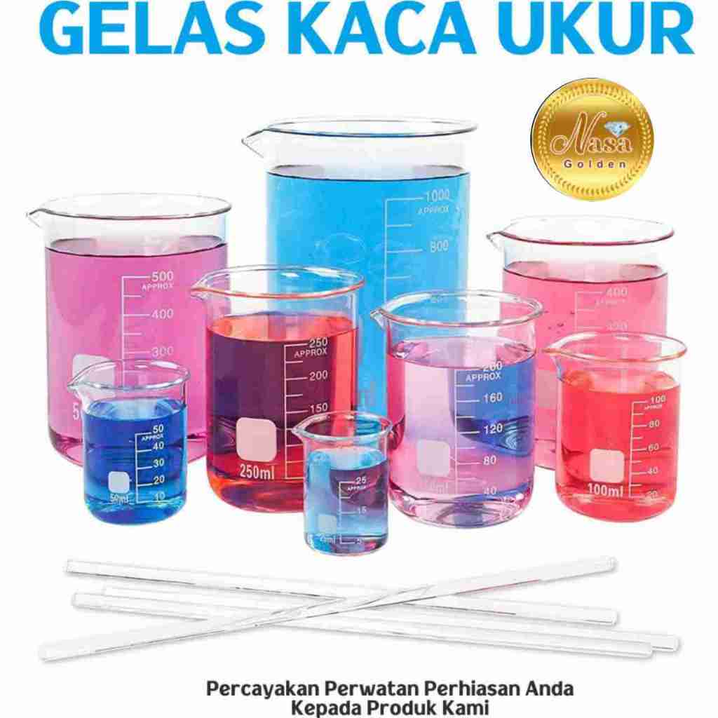 Gelas Ukur Bahan Kaca  Alat Sepuh Perhiasan Emas Dan Perak Berbagai Ukuran