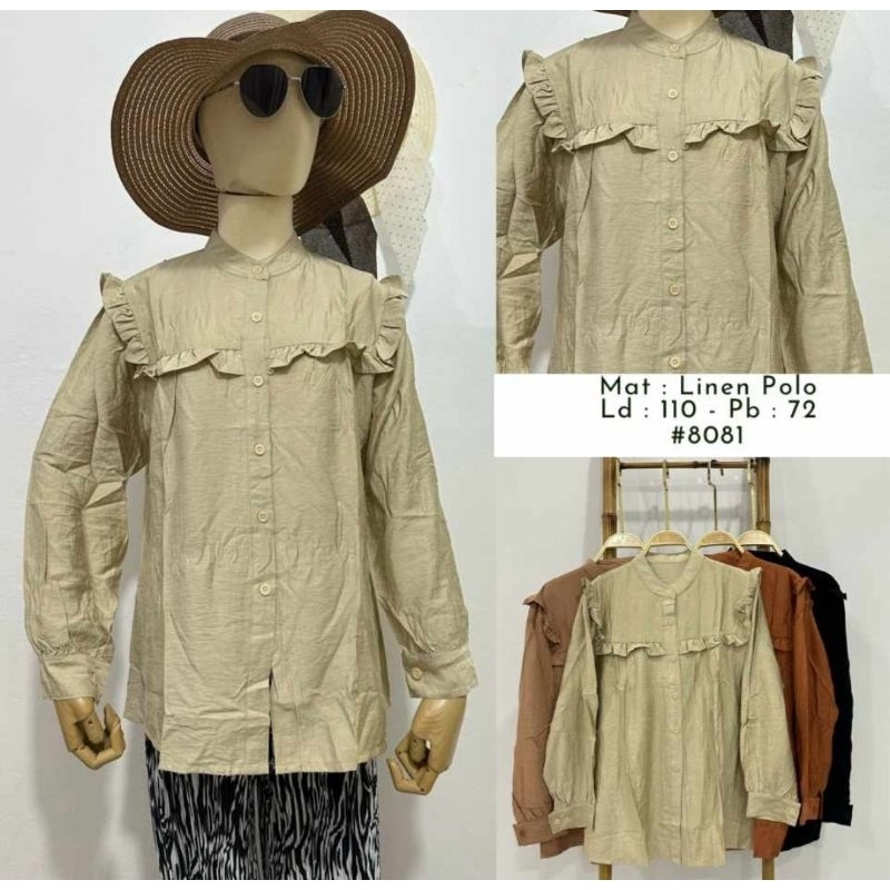 kemeja polos ruffle dada