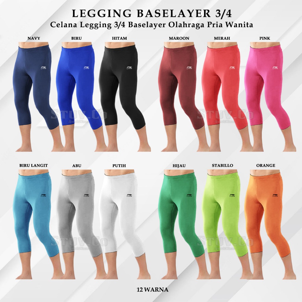 CELANA BASELAYER LEGGING PENDEK DALEMAN RENANG DIVING BADMINTON WANITA PRIA FUTSAL OLAHRAGA