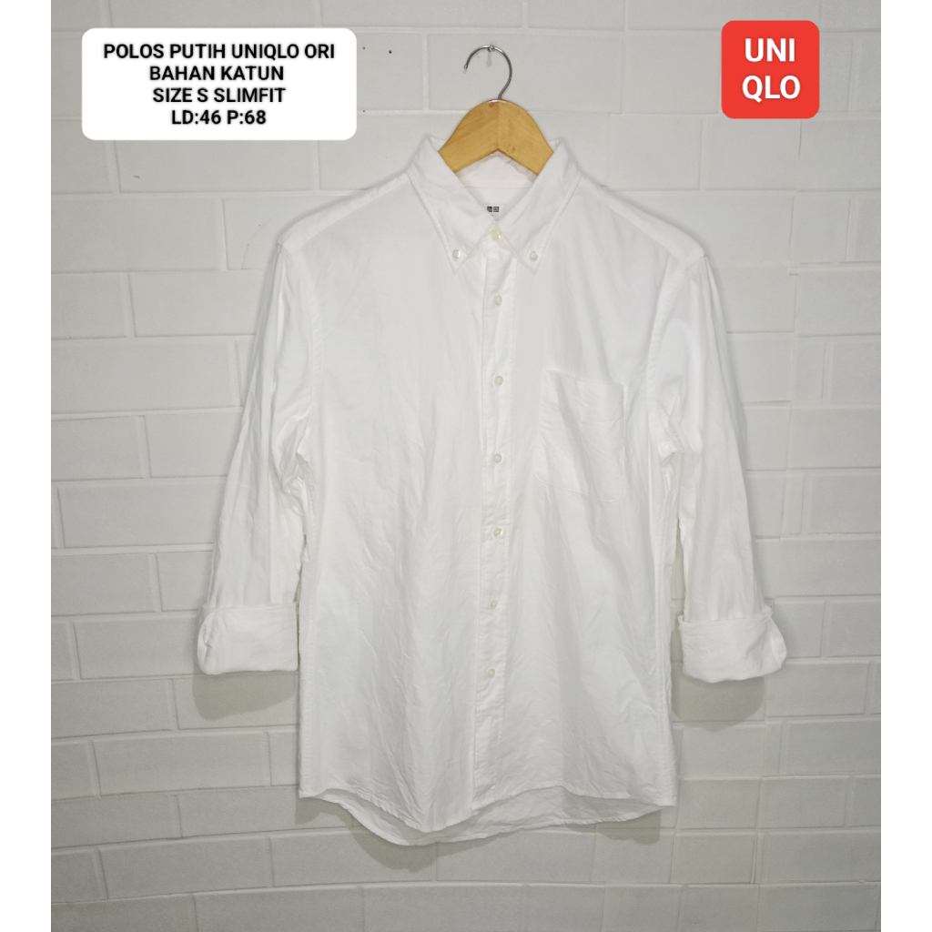 KEMEJA PUTIH UNIQLO SIZE S SLIMFIT BAHAN OXFORD