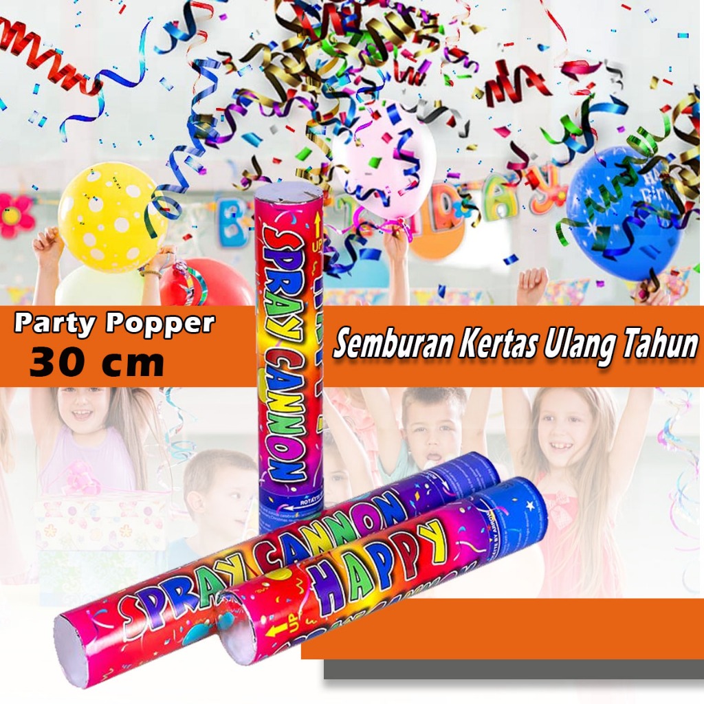 Party Popper Confetti Semburan Kertas Perlengkapan Pesta Ulang Tahun Confetti Panjang 30cm Spray Can