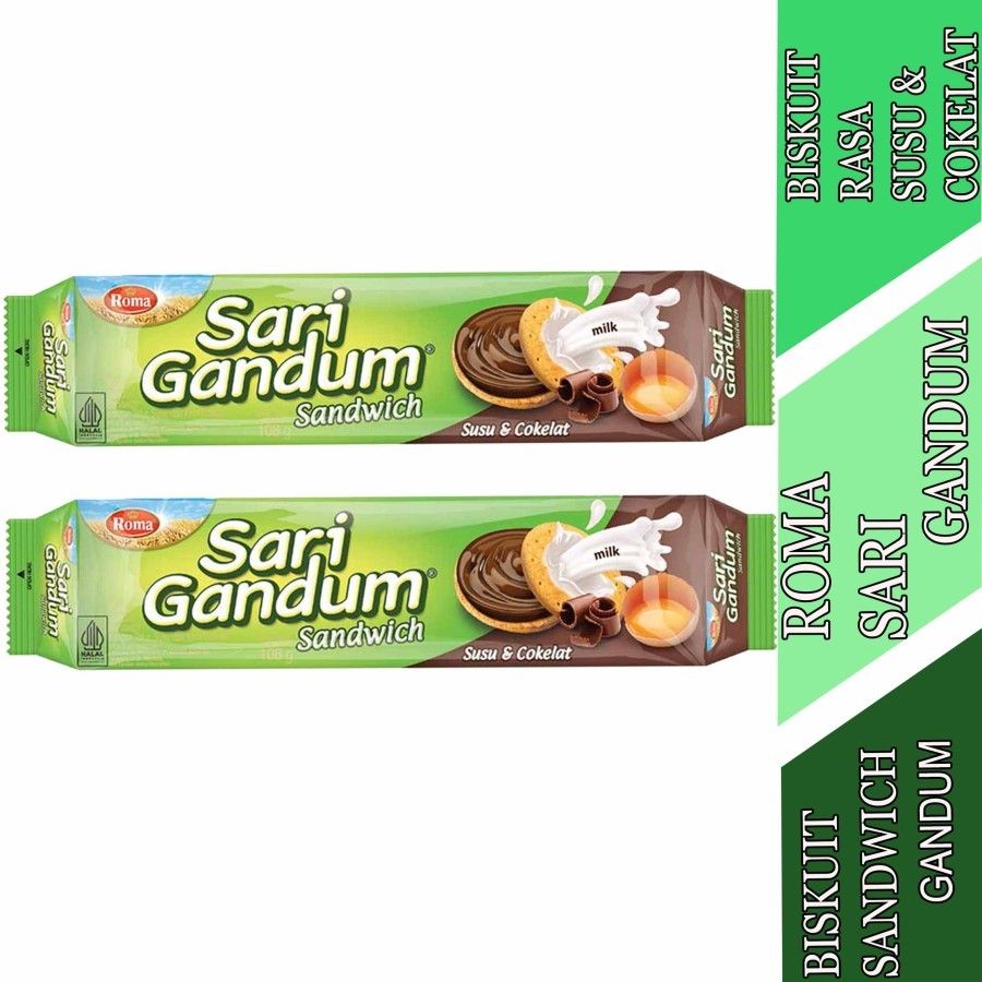 

Biskuit Rasa Susu & Coklat - Roma Sari Gandum - Biskuit Sandwich Gandum - 108gr