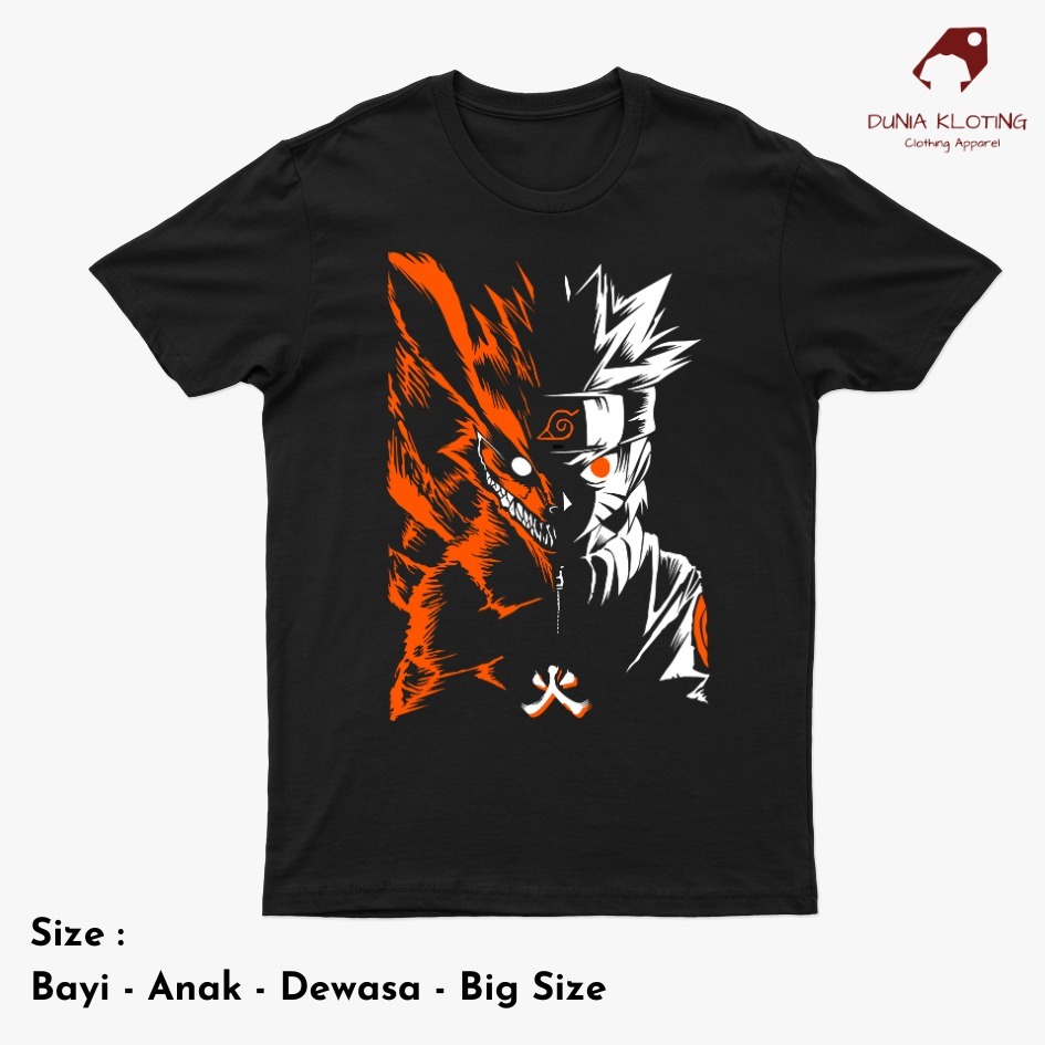 Baju Kaos T-Shirt Anime Naruto half kurama Bayi Anak Dewasa BIG SIZE