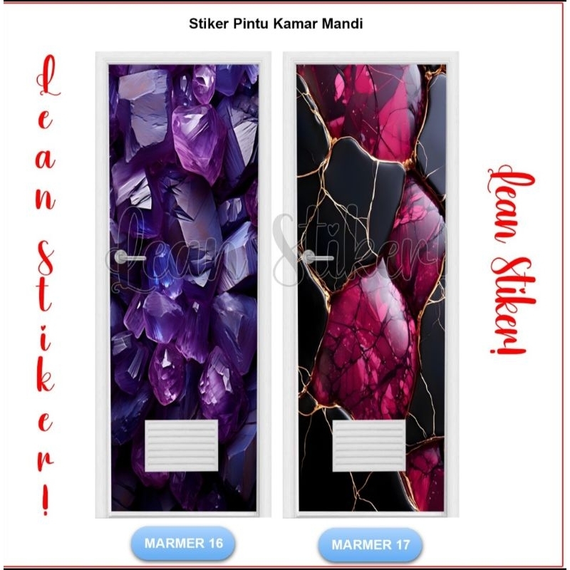 Stiker pintu kamar mandi motif marmer