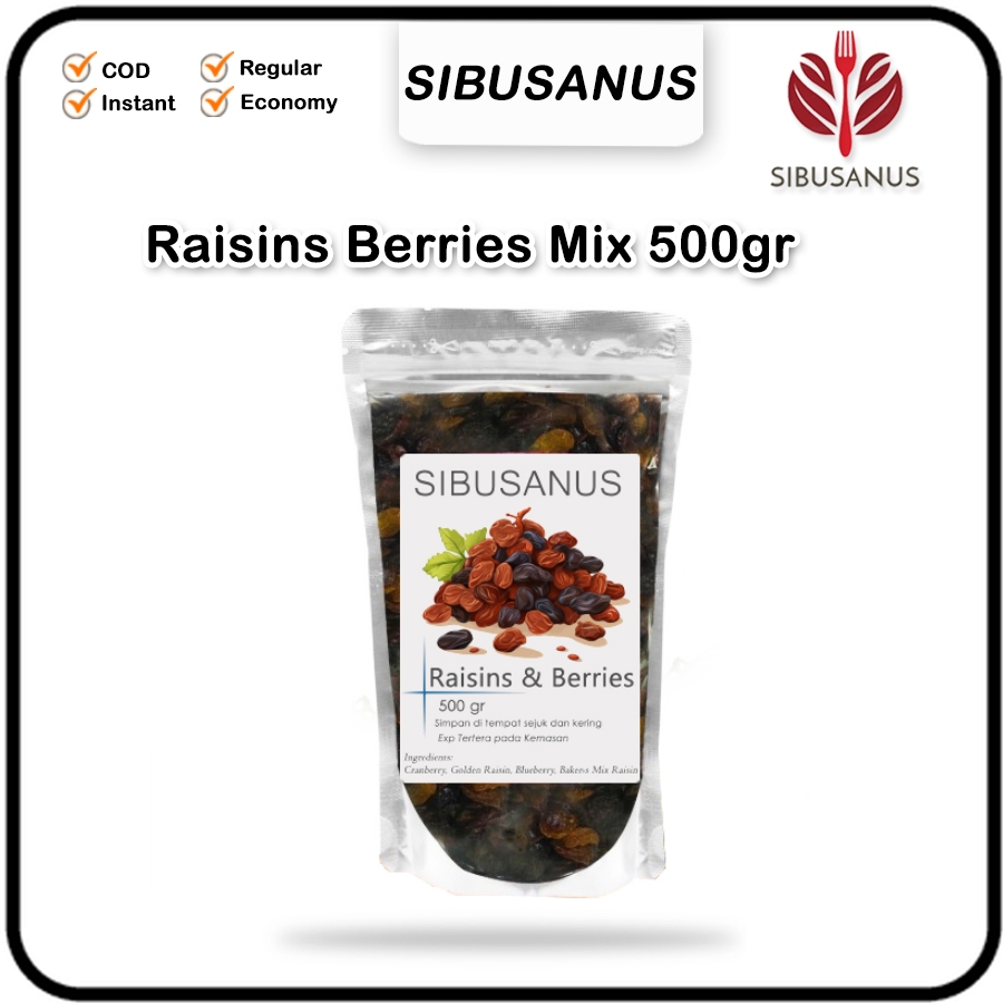 

Raisin Mix Berries 500gr Cranberry Blueberry Golden Raisin Kismis Campur Cemilan Sehat 500 Gram