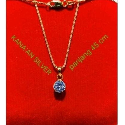 Kalung italy kaca+liontin Desy remaja dewasa rose gold perak asli 925/Silver lapisan emas kuning