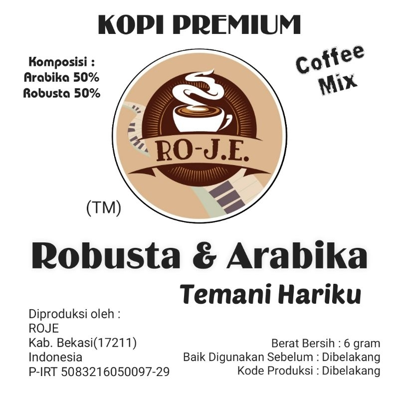 

Kopi Premium Robusta-Arabika 6 gram merek Roje