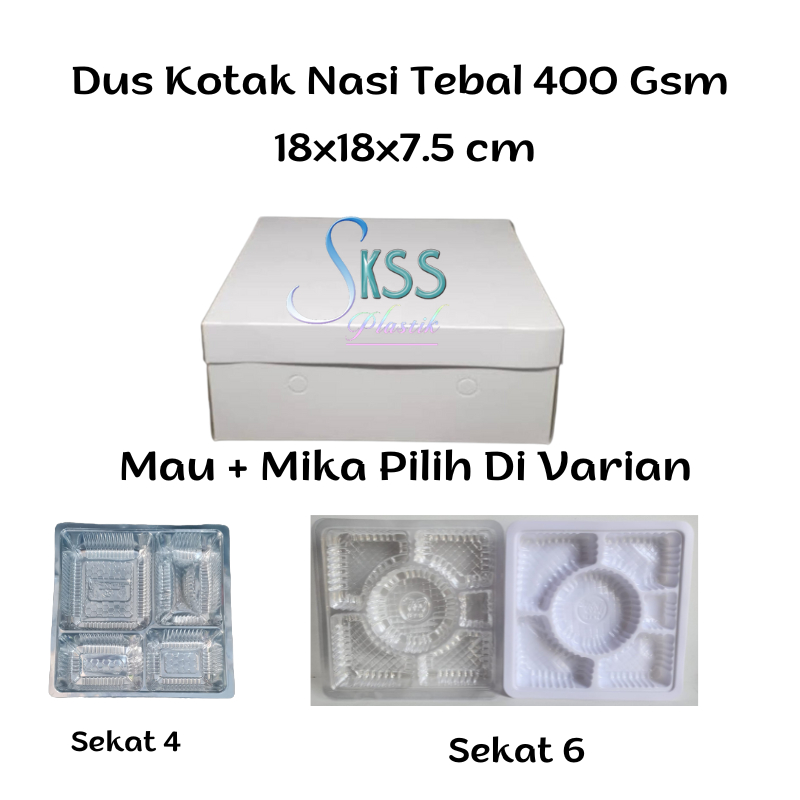 Dus Nasi Kotak Polos 18x18 I Kotak Nasi Makanan 18 x 18 Tebal 400 Gsm Isi 50 Pcs