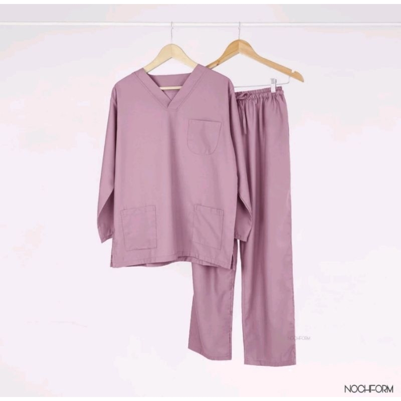 NOCHFORM Doctor’s Scrub Jumbo / Set Baju Celana Jaga OKA / Baju OK Dokter Warna Sage Green