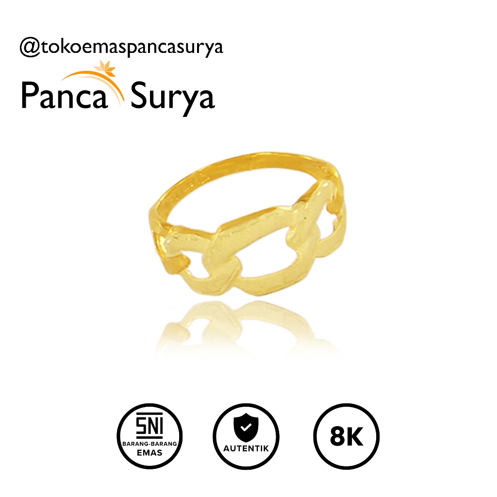 Cincin Setengah Rantai Besar Cincin Sisik Naga Polos Warna  Gold Kadar Emas 8K.