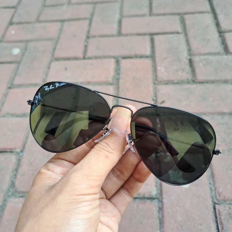 Kacamata Rayban aviator 3025 polarized full hitam