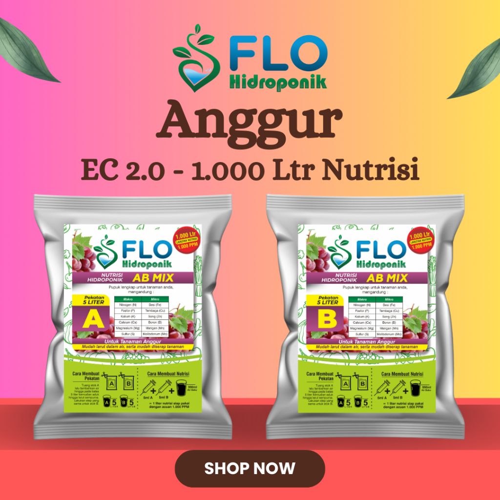 AB Mix Anggur 5 Liter Flo Hidroponik untuk 1000 Liter Nutrisi