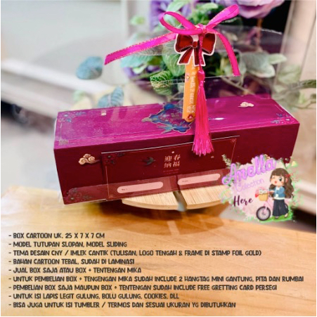 

Box slop & Tentengan mika Lapgit Roll / Bolu gulung Tema CNY Imlek Elegent Premium