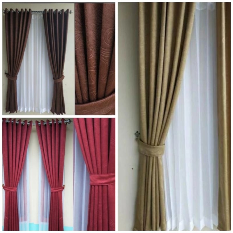 Gorden Bludru Embos Timbul Motif Bunga/Gorden Pintu/Gorden Jendela