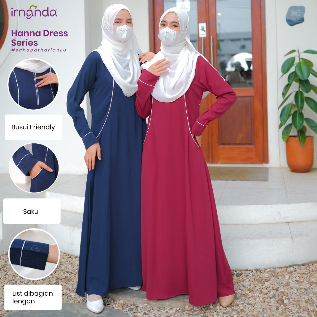 TERLARIS PROMO IRNANDA GAMIS HANNA DRESS ABAYA POLOS PREMIUM WANITA DEWASA REMAJA TERBARU BAHAN