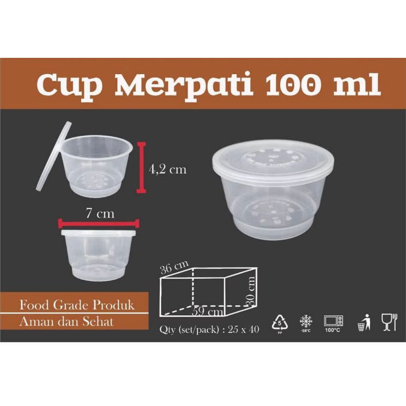 (ISI 25PCS - CUP100ML) Gelas puding/cup puding merpati pendek 100ml/cup ice cream jelly selai