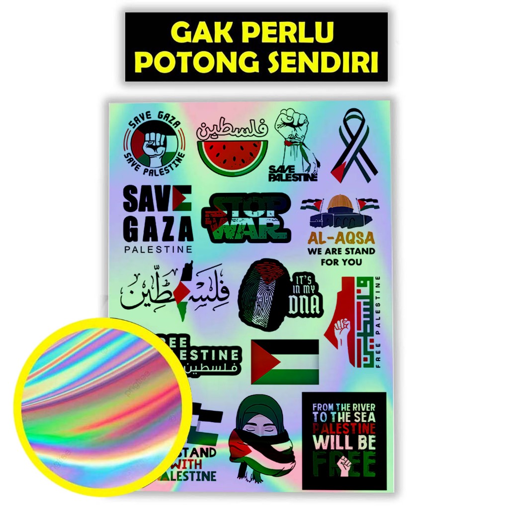 

Stiker Hologram, Sticker Hologram, Stiker Palestina, Free Palestina, Stiker Motor Free Palestina