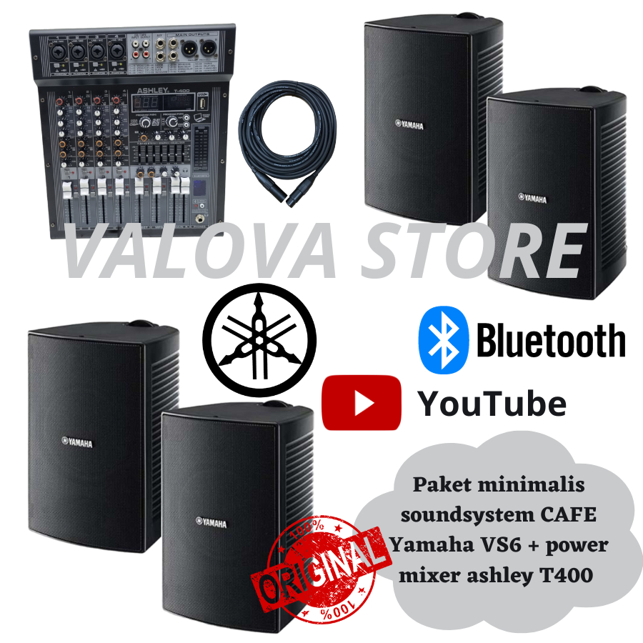 Paket minimalis soundsystem CAFE Yamaha VS6 / VS 6 + power mixer ashley T400 ORIGINAL