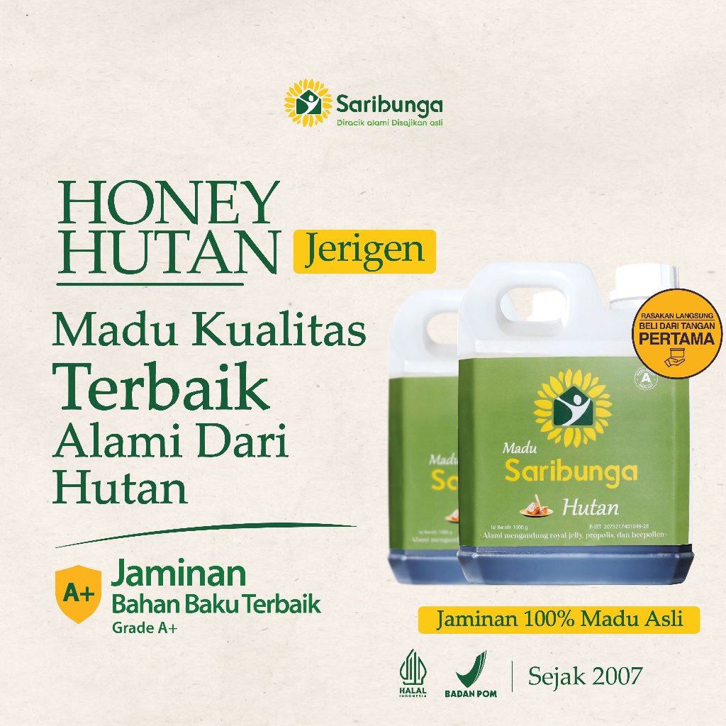 

MADU HUTAN RIAU LIAR SARIBUNGA GRADE A+ - Madu Asli Hutan Liar 100% Tanpa Campuran - Pure Honey