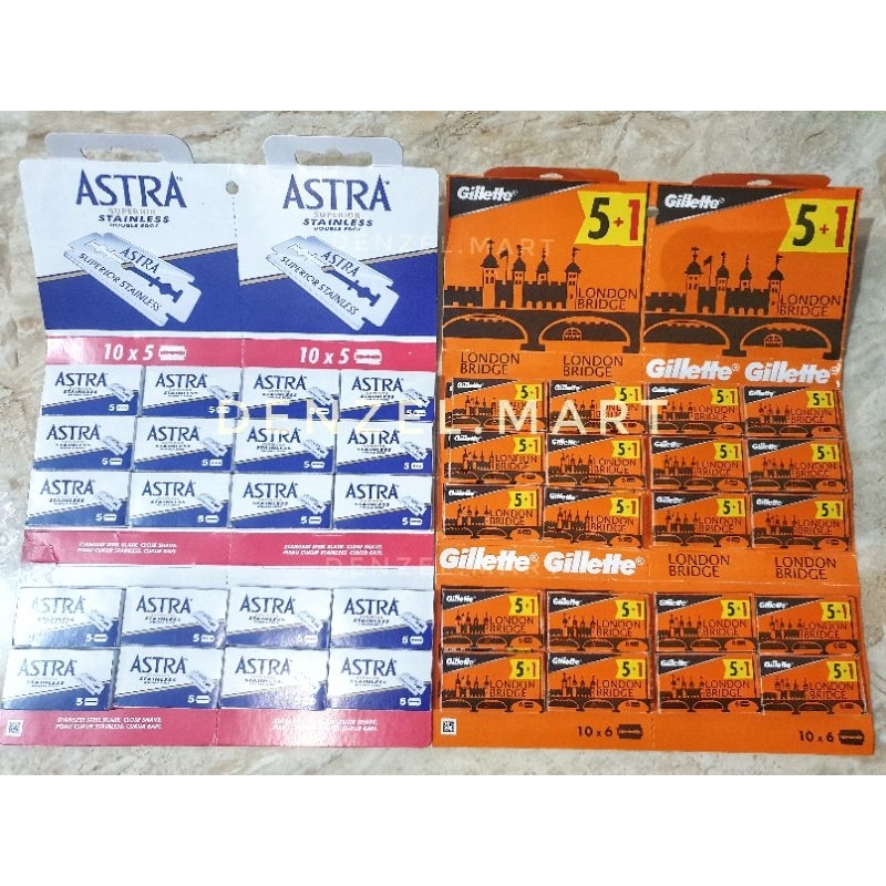 Pisau silet cukur ASTRA / LONDON BRIDGE ASLI P&G per papan isi 20