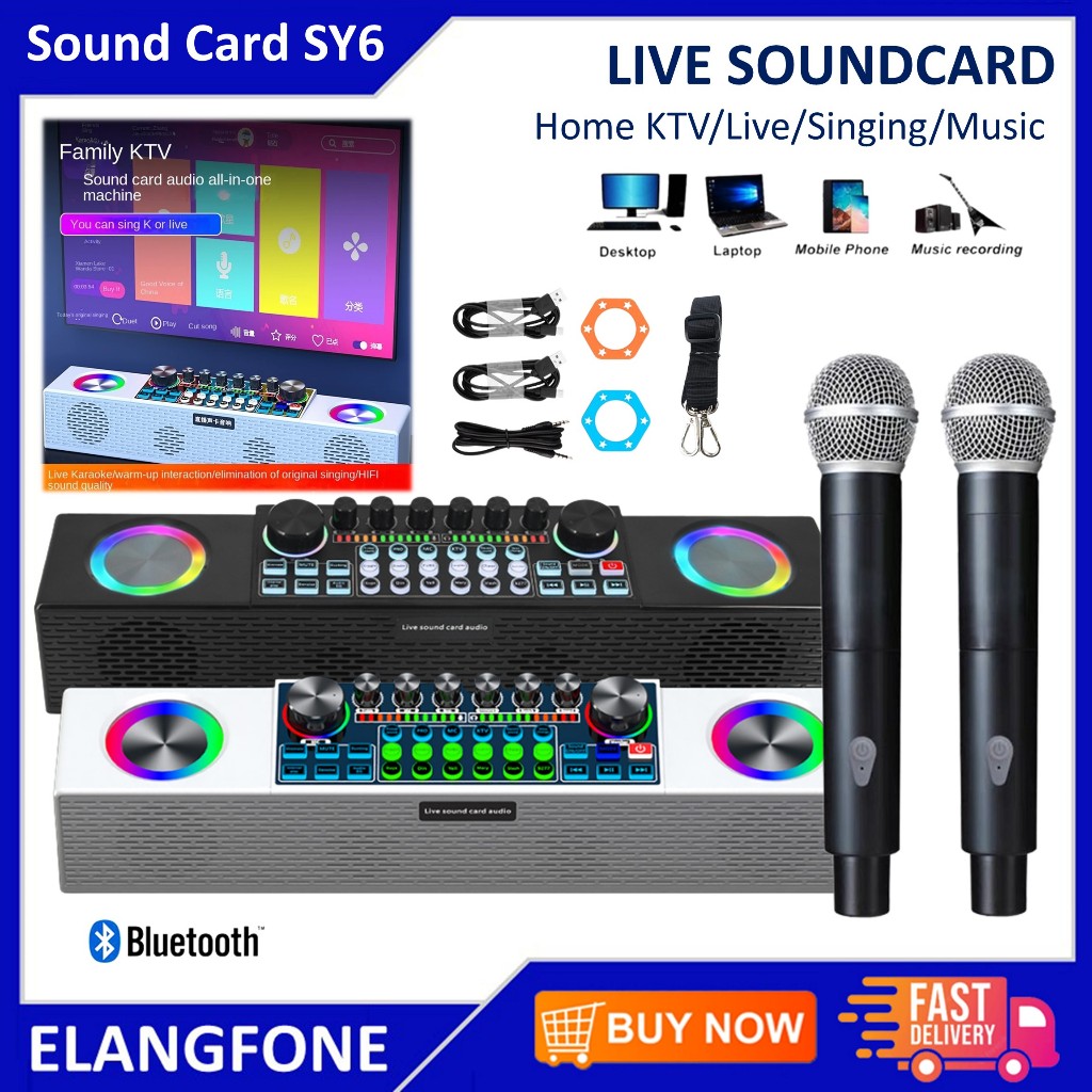 SOUNDCARD SY6 Soundcard Bluetooth Speaker All-In-One with Dual Wireless Live Singing Karaoke