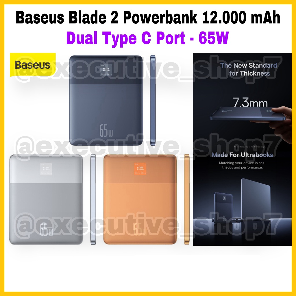 Baseus Blade 2 Powerbank 12.000 mAh - Dual Type C Port - 65W