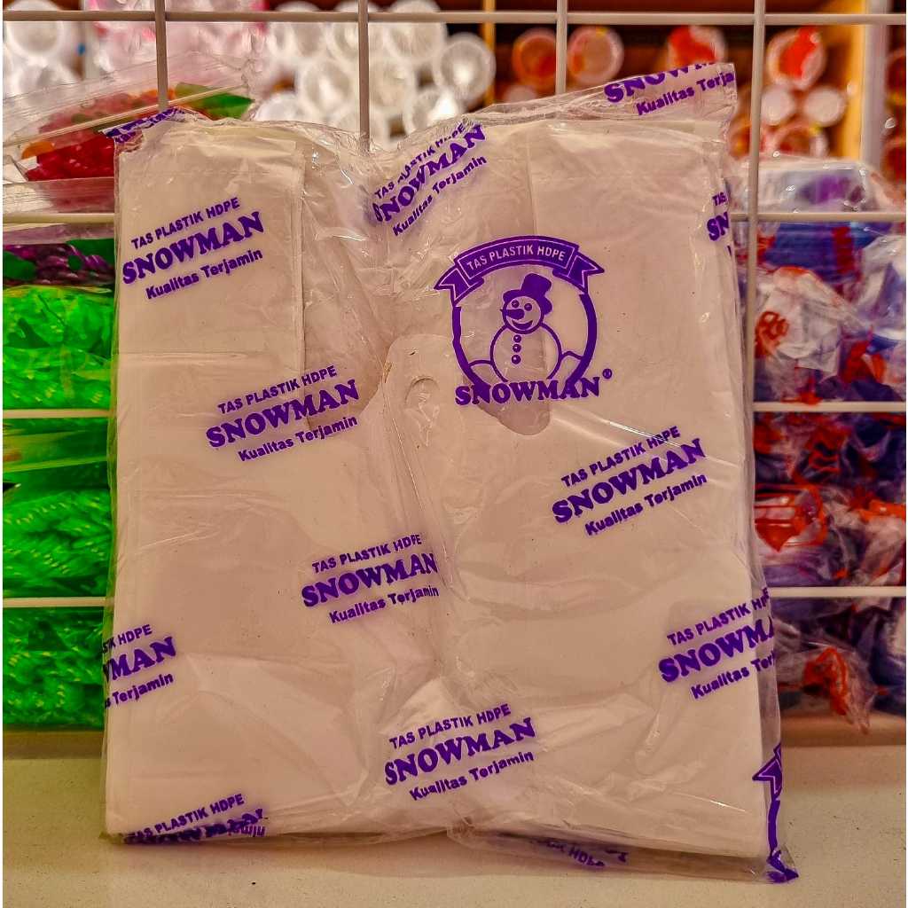 KANTONG PLASTIK SNOWMAN KECIL PUTIH