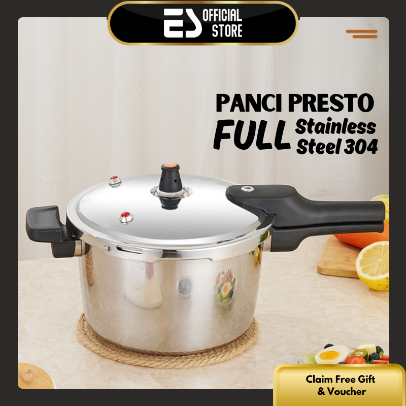 ES Panci Presto 8 Liter Stainless Steel 304 Presto Jumbo Pressure Cooker Multifungsi