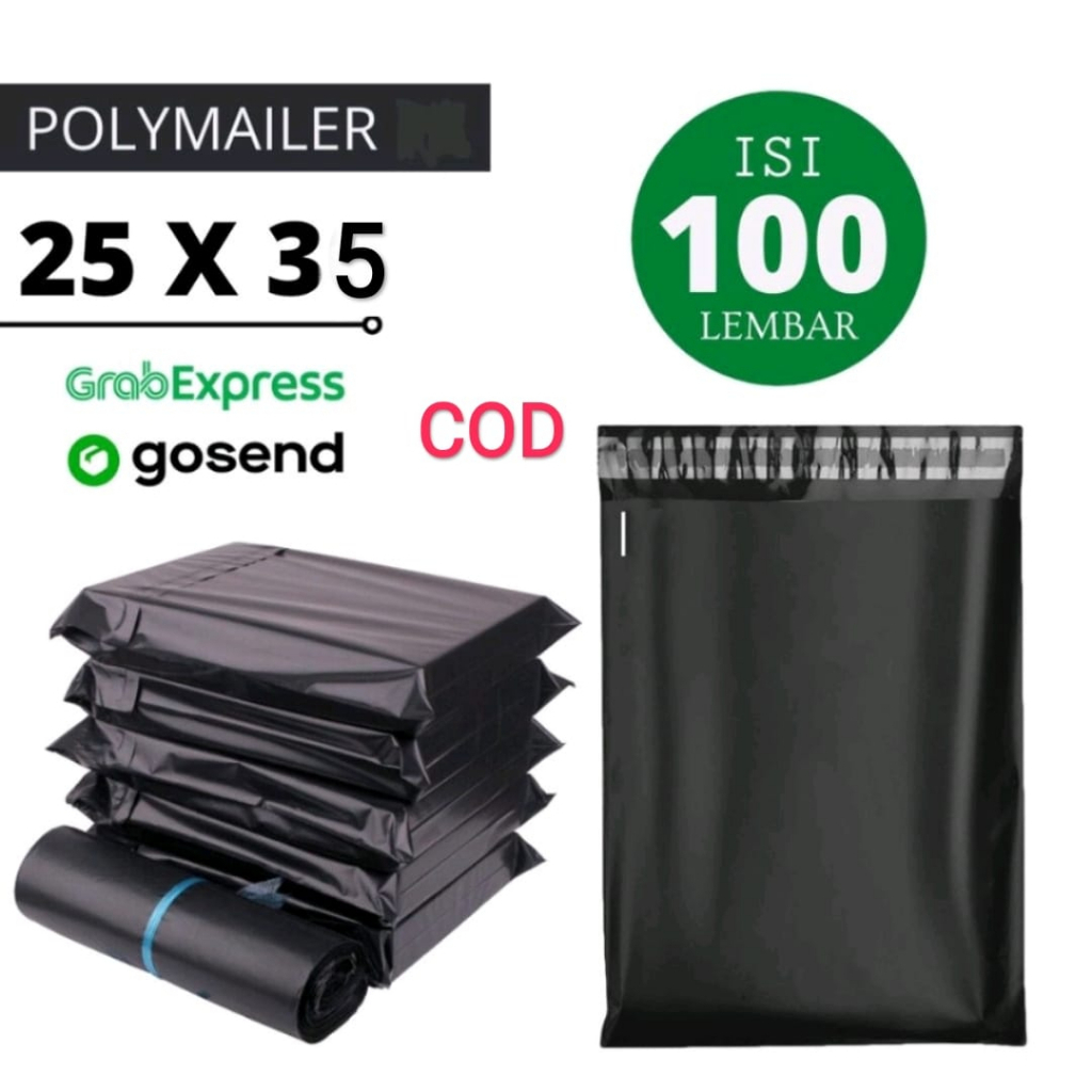 

Polymailer Hitam Ekonomis [25x35] isi 100 pcs - Polymailer Lem Warna hitam