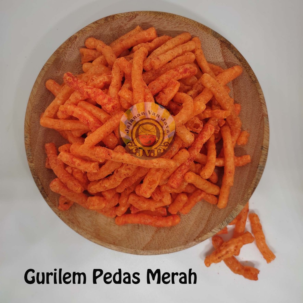 Gurilem Pedas Merah - Kerupuk Pedas Merah KMP / Gurilem Bandung / Cemilan pedas Bandung