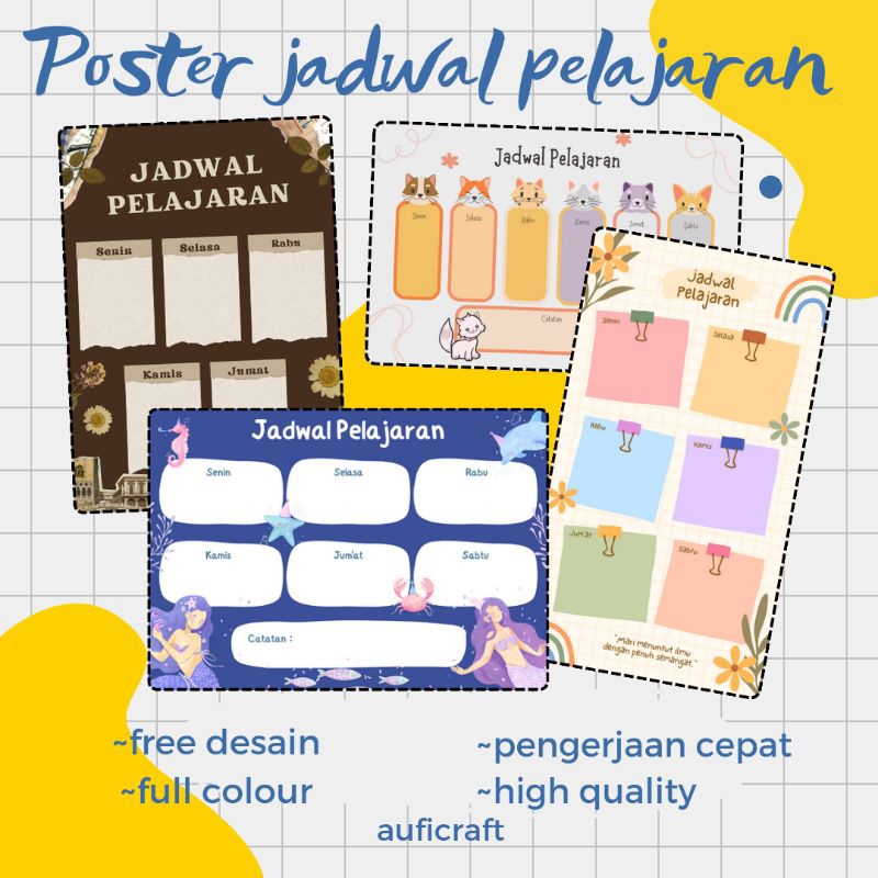 

jadwal pelajaran|POSTER JADWAL PELAJARAN SEKOLAH UK kecil A4