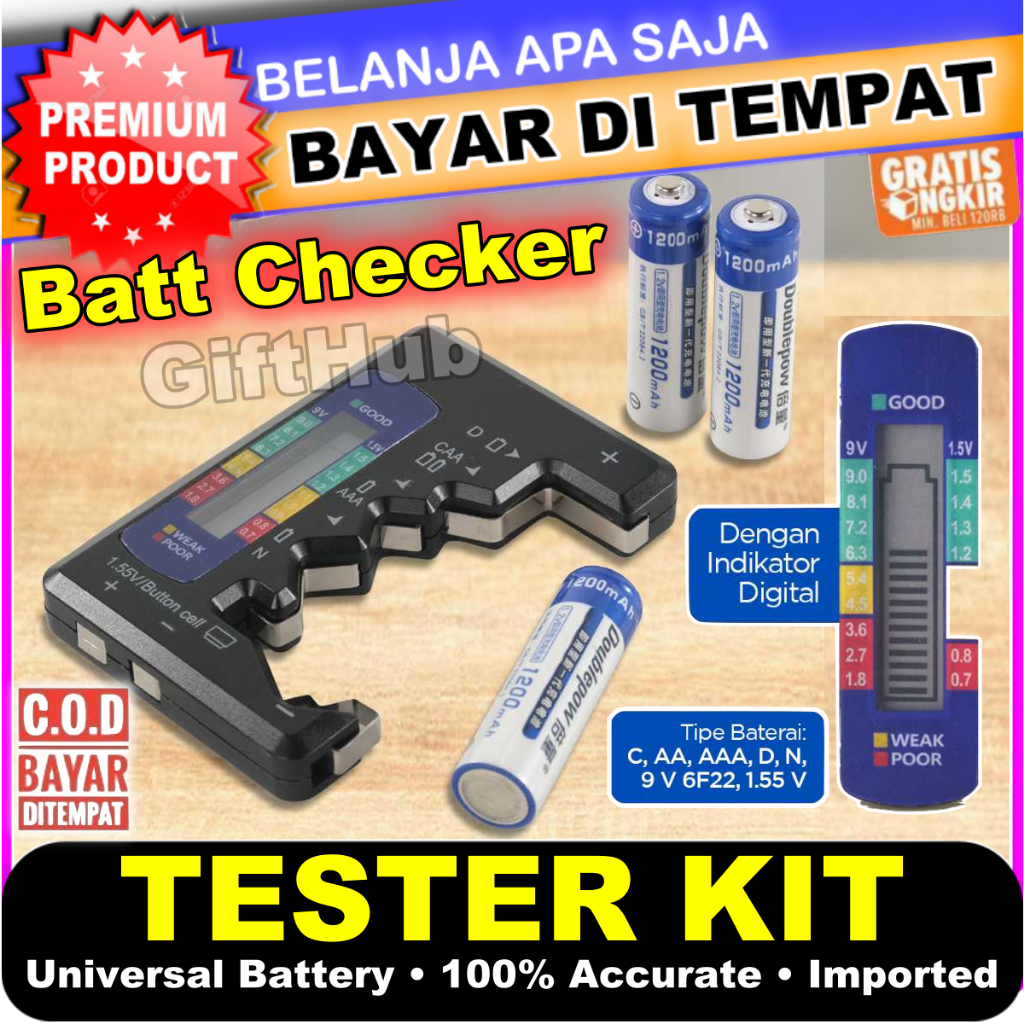 Battery Checker Tester Baterai Universal Battery Capacity for Batt AA AAA D N 9V 6F22 Imported 100% 