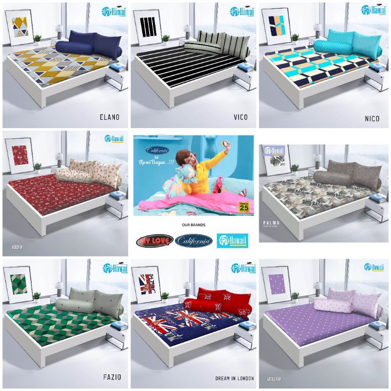 Sprei hawai king 180x200 tinggi 20cm new motif terlaris By My Love