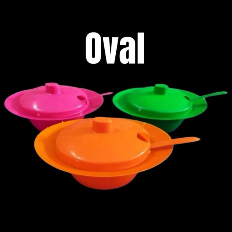 Tempat Sambel Dengan Tutup Sendok Oval Wadah Sambal Plastik
