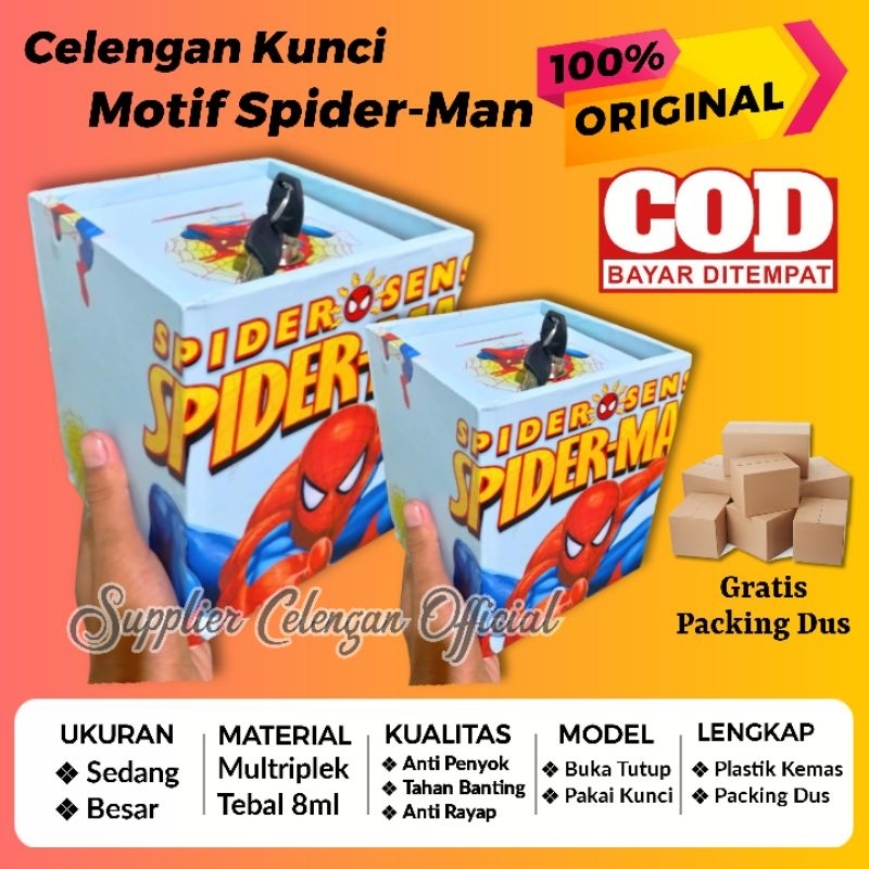 Celengan Karakter Spiderman (Pakai Kunci) - Celengan Jumbo - Celengan Besar Kunci - Kado Ultah Anak