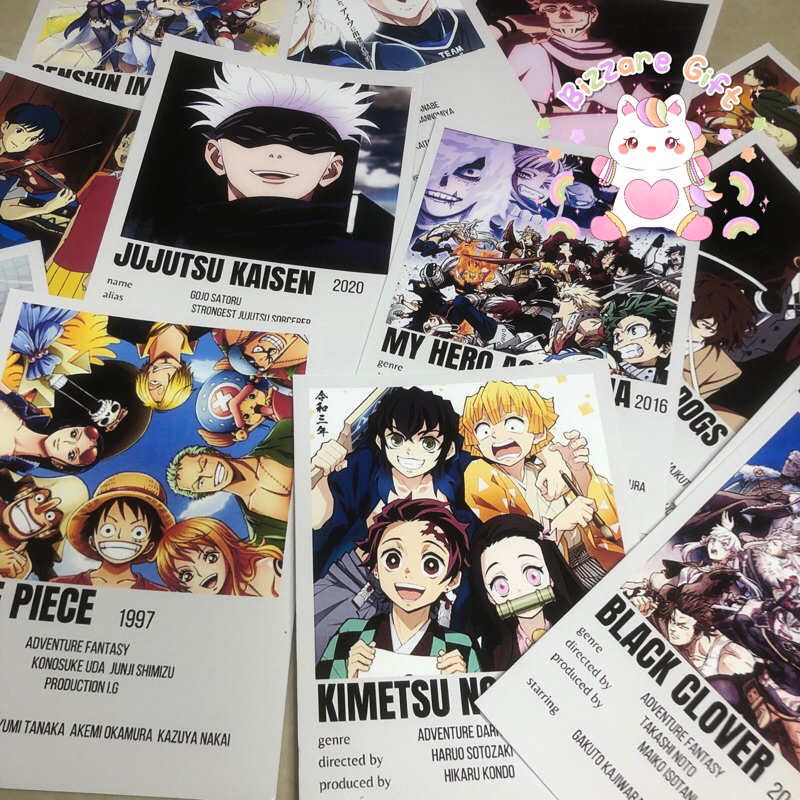 ISI 3 LEMBAR 9,5x13,5 cm Anime Mini Poster/Wall Decor/Polaroid Lucu jujutsu kaisen demon slayer hunt