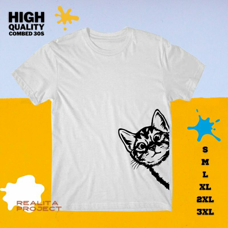 kaos wanita pria kucing / kaos cat lover / kaos combed 30s jumbo