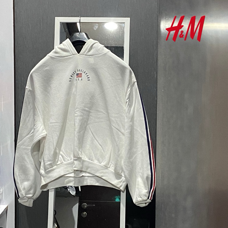 Thrift Preloved Hoodie H&M Putih Outer Luaran Unisex Second HnM Branded Original